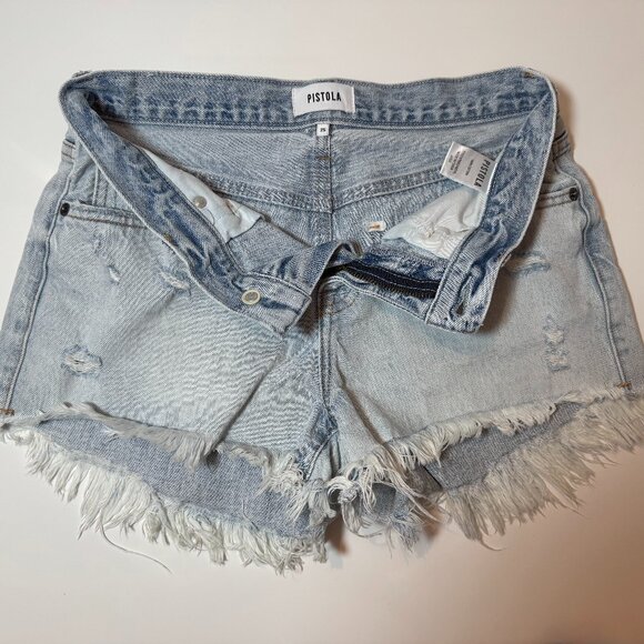 Pistola Gigi Low Rise Cut Off Short - Vivid Distressed, Size 25 - Picture 5 of 6